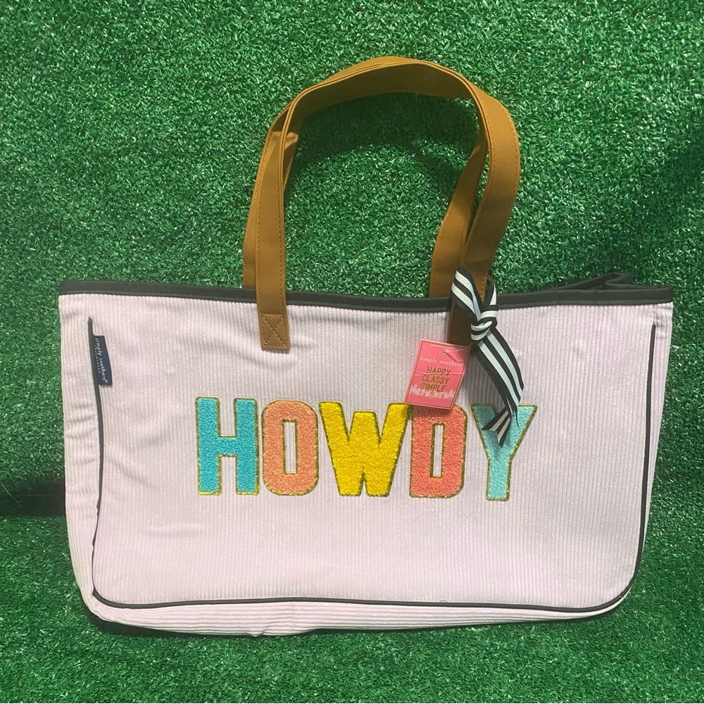 NWT simply southern corduroy sparklebag/tote/weekender western howdy 18.5x11x5